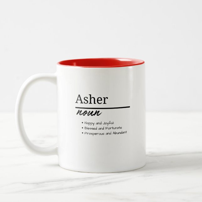 Taza Bicolor Definición de nombre Asher, Boy Personalizada (Izquierda)