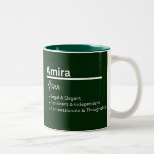 Taza Bicolor Definición de nombre de niña Amira Personalizado