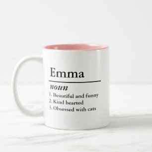 Taza Bicolor Definición de nombre personalizado Sustantivo Text