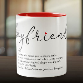 Taza Bicolor Definición de Novio con Escritura Moderna Corazón 