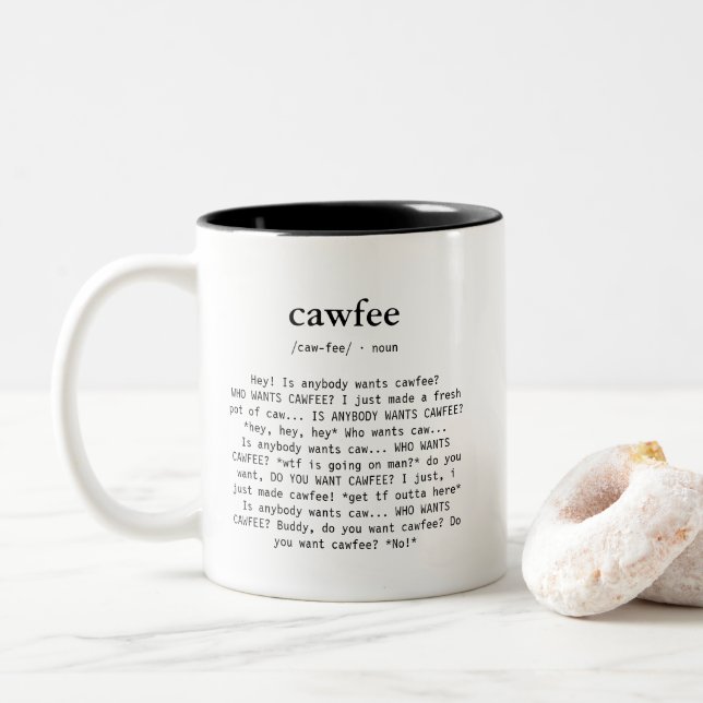 Taza Bicolor Definición de palabras de cawfee (Con donut)
