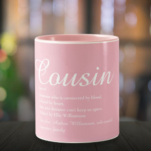 Taza Bicolor Definición de prima divertida letra elegante rosa 