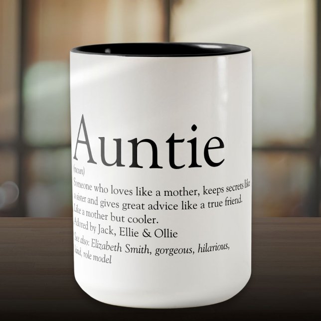 Taza Bicolor Definición de tía favorita (Aunt Auntie Definition Quote Modern Two-Tone Coffee Mug)