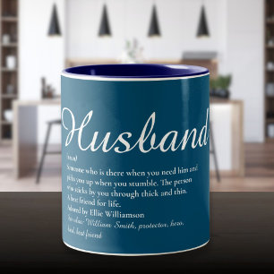Taza Bicolor Definición del mejor marido del mundo Azul