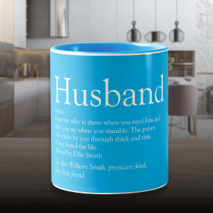 Taza Bicolor Definición del Mejor Marido del Mundo Cielo Azul