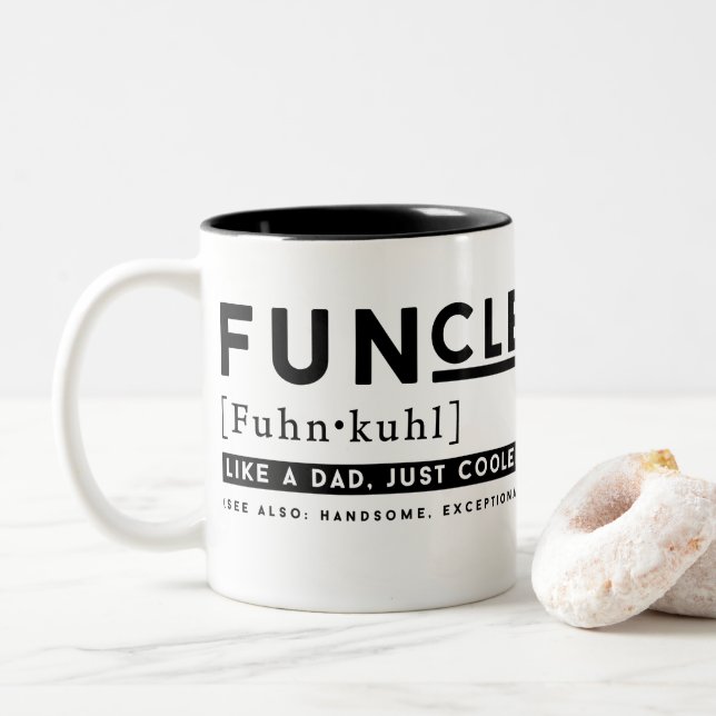 Taza Bicolor Definición divertida de Funcle - como un papá (Con donut)