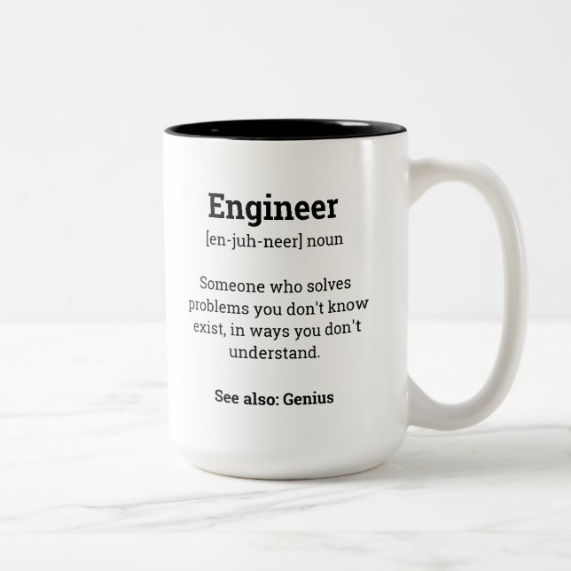 Taza Bicolor Definición divertida de ingeniero (Derecha)