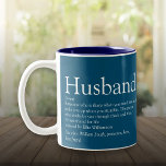 Taza Bicolor Definición moderna de esposo tipográfico azul<br><div class="desc">Personalice a su esposo especial para que cree un regalo único para cumpleaños,  aniversarios,  bodas,  Navidades o cualquier día que quiera mostrar lo que significa para usted. Una manera perfecta de mostrarle lo increíble que es cada día. Diseñado por Thisisnotme©</div>