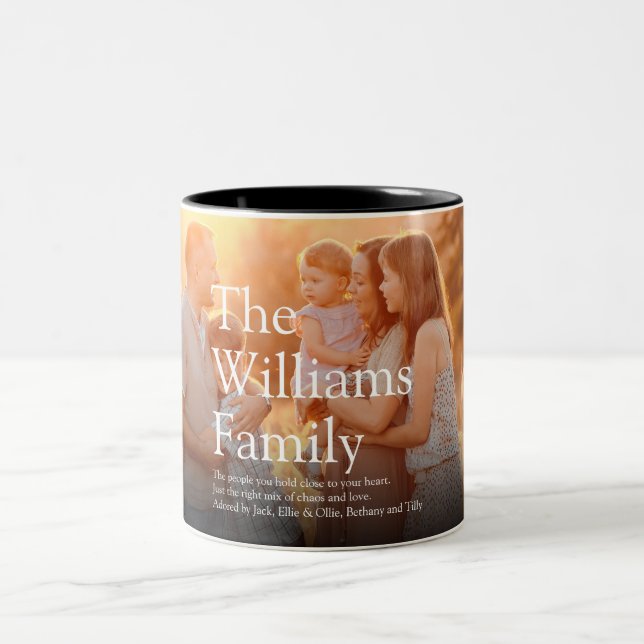 Taza Bicolor Definición moderna de fotografía familiar (Centro)