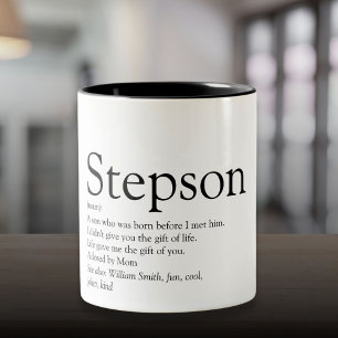 Taza Bicolor Definición Moderna de Hijastro en Blanco y Negro