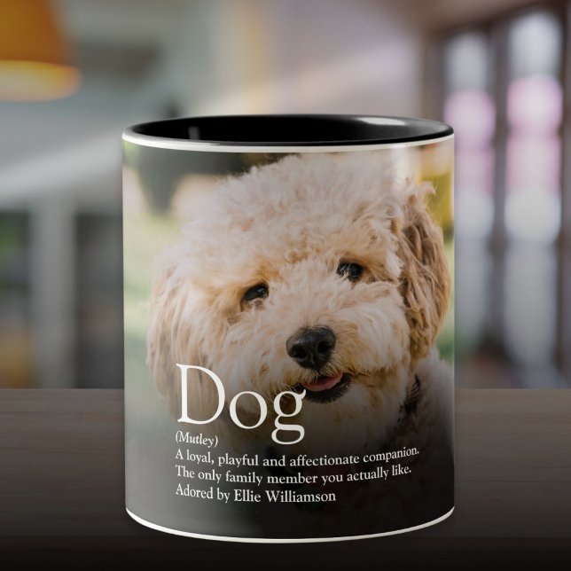 Taza Bicolor Definición personalizada de perro fotográfico (Personalized Photo Dog Definition Two-Tone Coffee Mug)