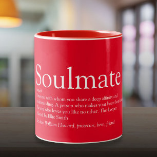 Taza Bicolor Definición personalizada de Soulmate Rojo romántic
