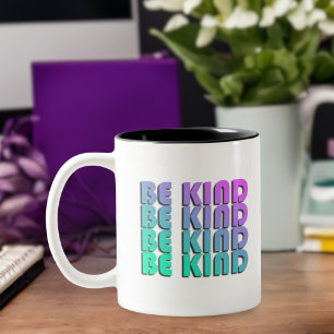 Taza Bicolor degradado verde azulado y morado BE KIND