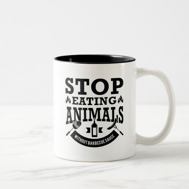 Taza Bicolor Deja de comer animales (Derecha)