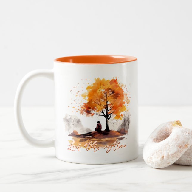 Taza Bicolor Déjame solo otoño  (Con donut)