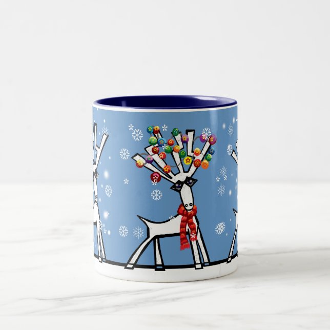 Taza Bicolor dejar que nieve 3 Navidades renos (Centro)