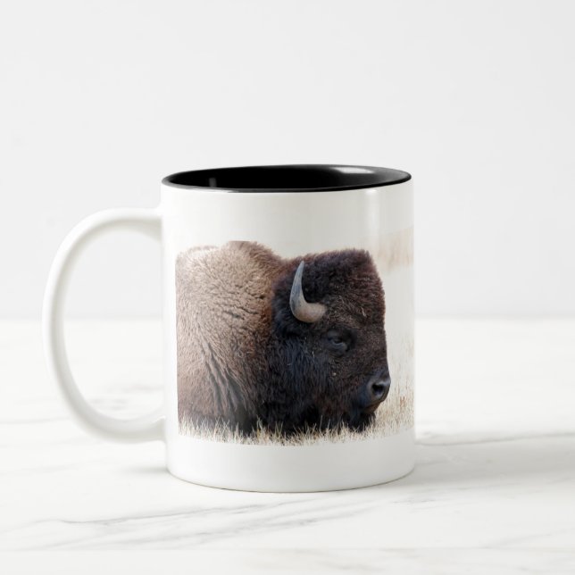 Taza Bicolor Del búfalo del bisonte cierre para arriba (Izquierda)