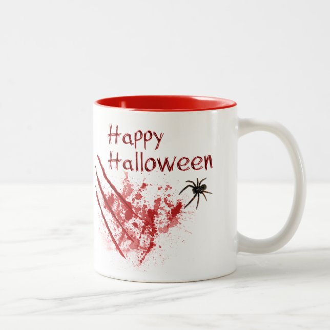 Taza Bicolor Del feliz Halloween rasguños Bloody (Derecha)