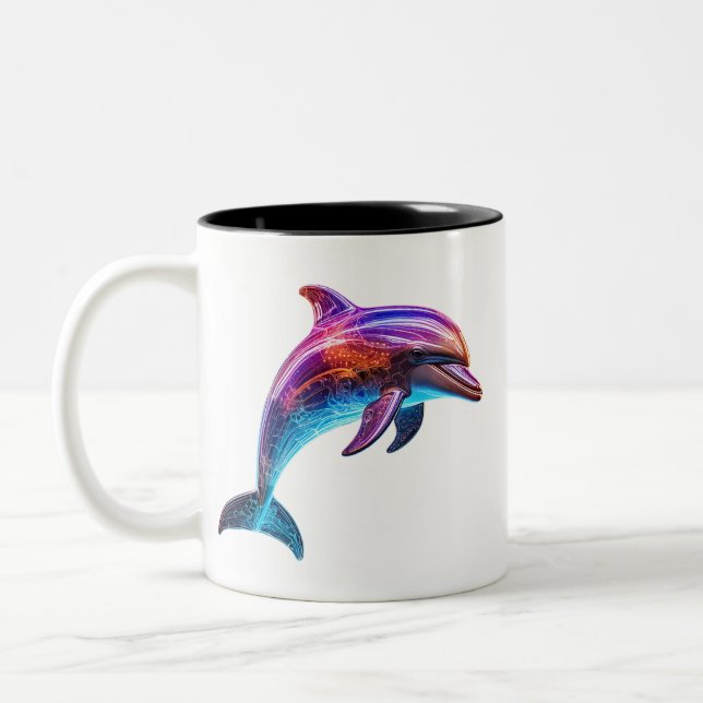 Taza Bicolor Delfín colorido vibrante (Izquierda)