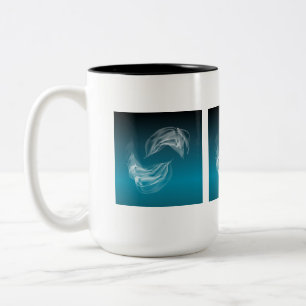 Taza Bicolor Delfines abstractos en juego