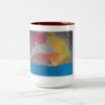 Taza Bicolor Delfines Contra un Cielo Galáctico<br><div class="desc">Dos delfines saltan al aire frente a un colorido cielo nocturno con estrellas y una lejana galaxia colorida. Un diseño perfecto para amantes de la naturaleza de todas las edades.</div>