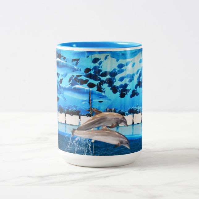 Taza Bicolor Delfines en movimiento (Centro)