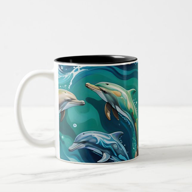 Taza Bicolor Delfines nadan  (Izquierda)