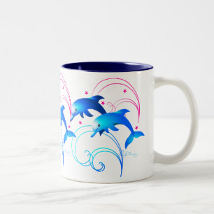 Taza Bicolor Delfines Saltando