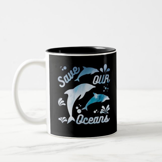Taza Bicolor Delfines / Salven nuestros océanos (Izquierda)