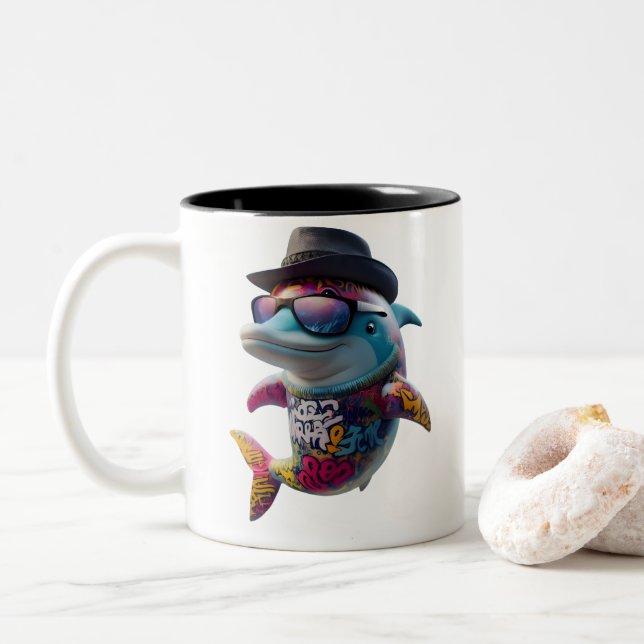 Taza Bicolor delphin mug. (Con donut)