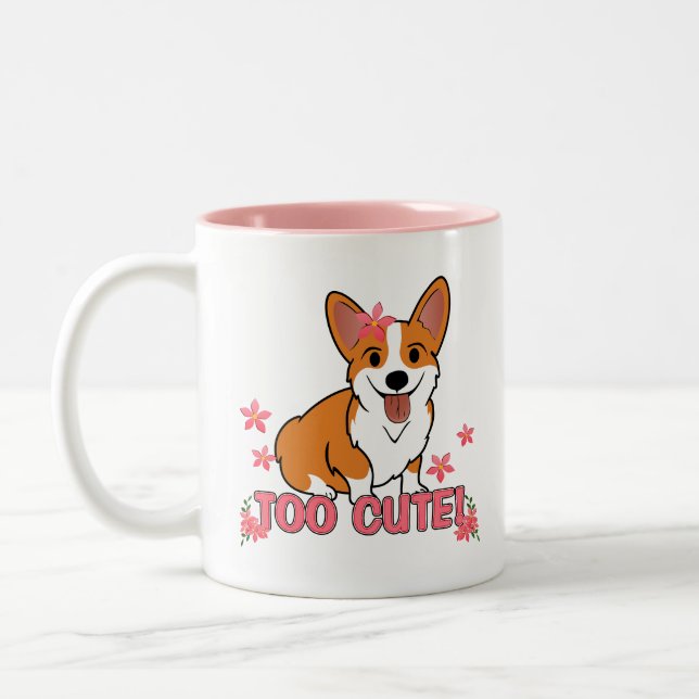 Taza Bicolor Demasiado lindo Corgi (Izquierda)