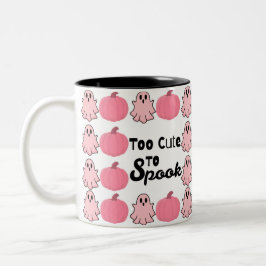 Taza Bicolor Demasiado lindo para asustar Halloween rosa