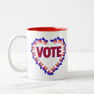 Taza Bicolor demócrata votando burro
