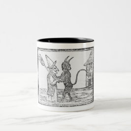 Taza Bicolor Demonio abrazando a una bruja