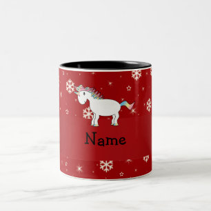 Taza Bicolor Denominación personalizada Copos de nieve rojos un