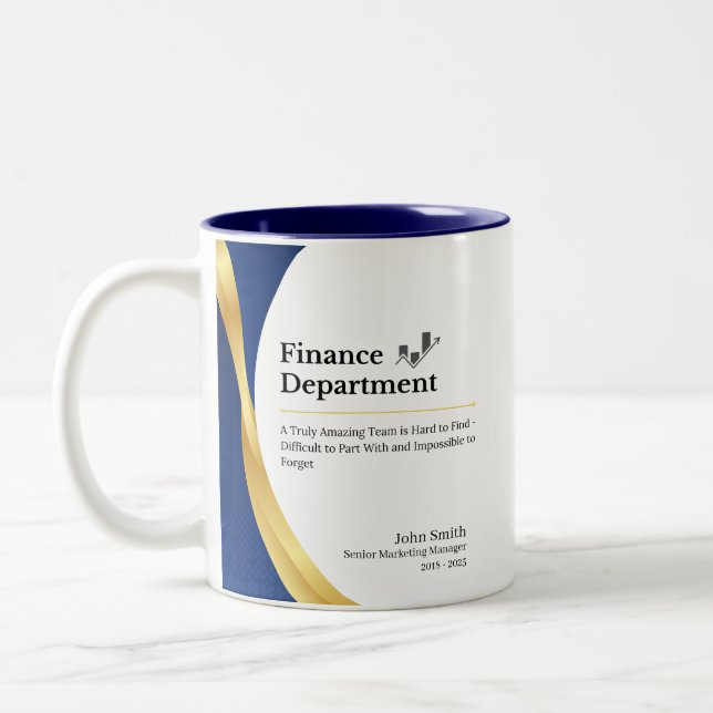 Taza Bicolor Departamento de Finanzas Personalizado (Izquierda)