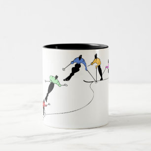 TAZA BICOLOR DEPORTE EN DECLIVE DE LA NIEVE DE LOS ESQUIADORES