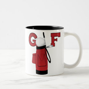 Taza Bicolor Deportes del golf con el bolso rojo
