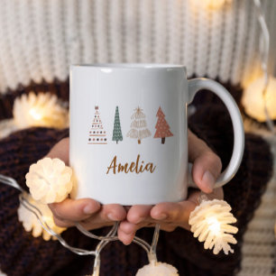 Taza Bicolor Depurar nombre personalizado del árbol de Navidad