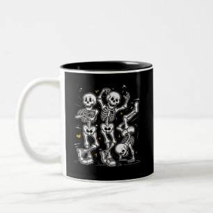 Taza Bicolor Desafío de Baile de Esqueletos Bailarines Hallowee