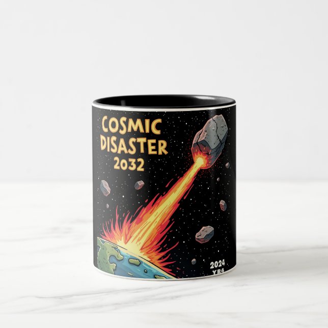 Taza Bicolor Desastre cósmico de impacto de asteroides 2032 (Centro)
