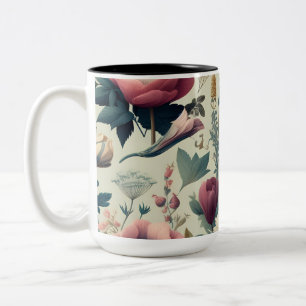 Taza Bicolor Descubre el impresionante patrón botánico floral d