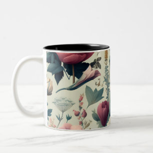 Taza Bicolor Descubre el impresionante patrón botánico floral d
