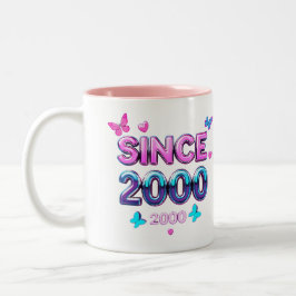 Taza Bicolor DESDE 2000 - Diseño de tipografía estética retro d
