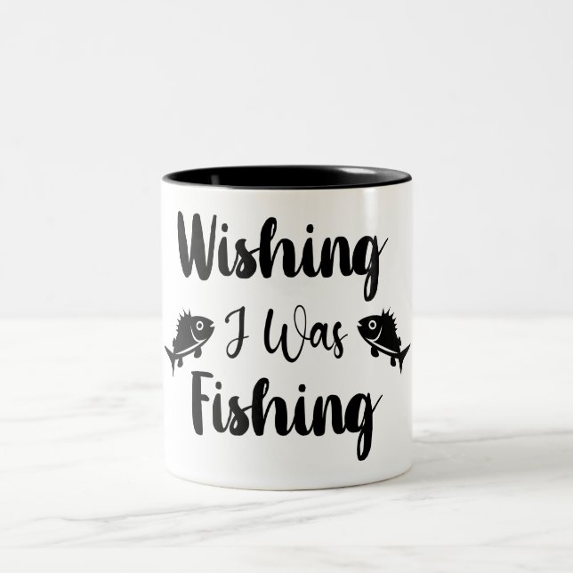 Taza Bicolor Deseando que estuviera pescando una cita divertida (Centro)
