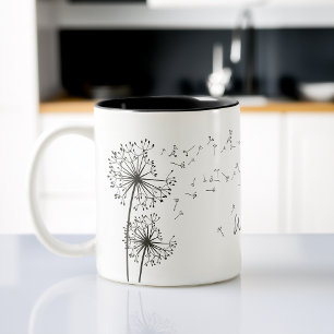 Taza Bicolor Deseo gráfico inspirador Diente de león gráfico