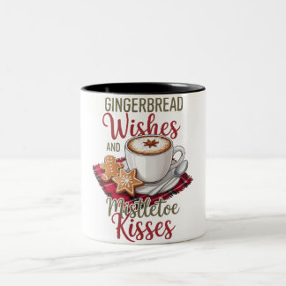 Taza Bicolor Deseos de pan de jengibre y besos de muérdago de N