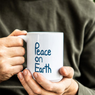 Taza Bicolor Deseos de Paz en la Tierra con Letra a Mano