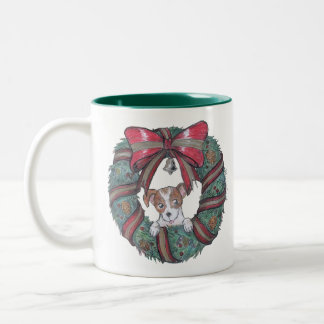 Taza Bicolor Deseos del navidad del pequeño perrito