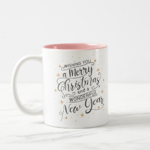 Taza Bicolor Deseosa Feliz Navidad